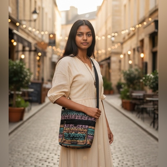 Sakroots Colorful Patterned Crossbody Bag Boho Adjustable Strap - Picture 2 of 7